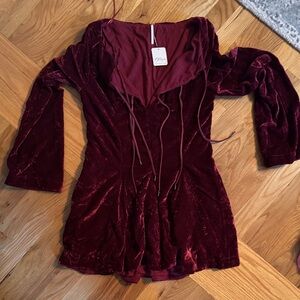 Free People Velvet Burgundy Dress